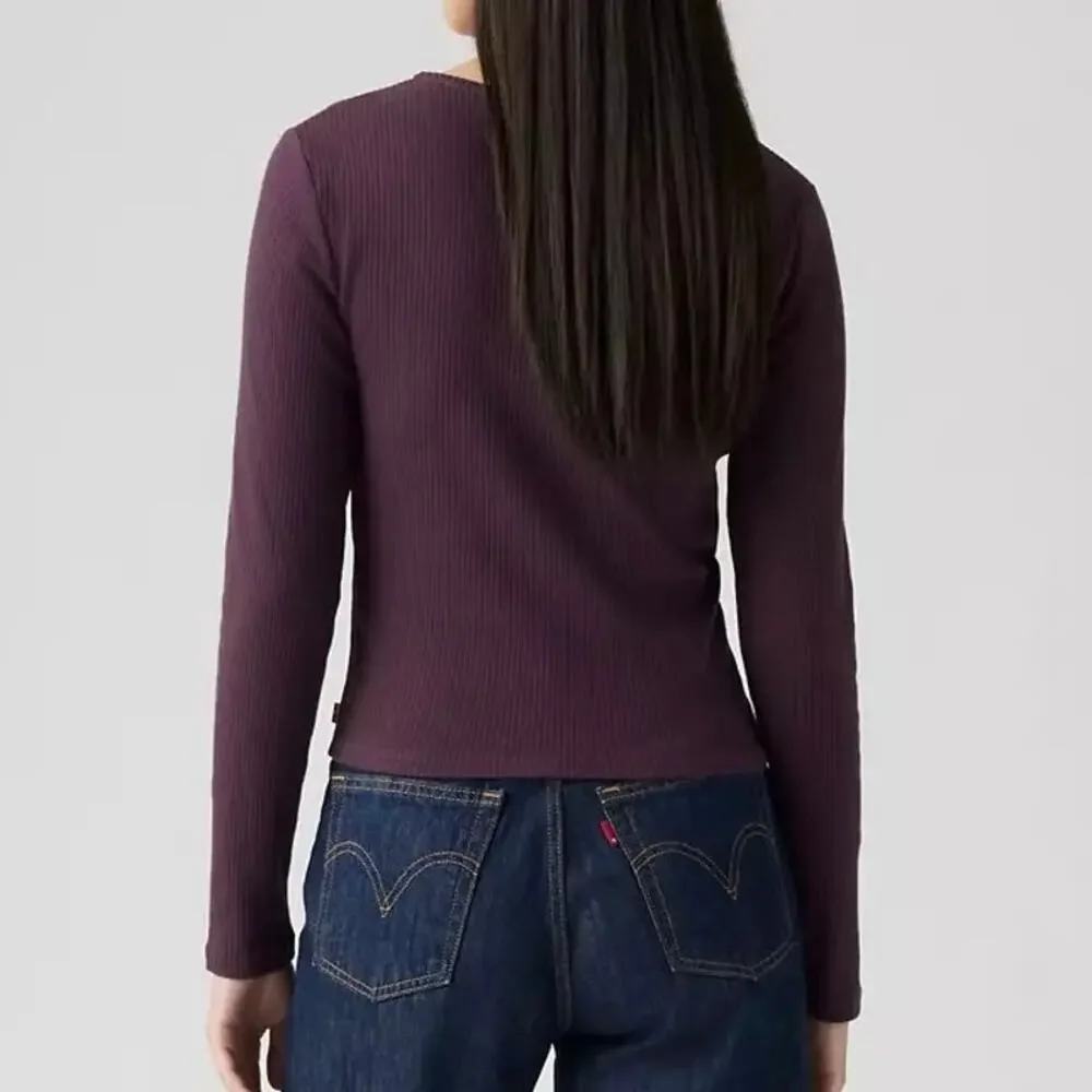 $35 Levi’s Muse Long Sleeve Cardigan Tee - Purple - Small - Picture 2 of 9